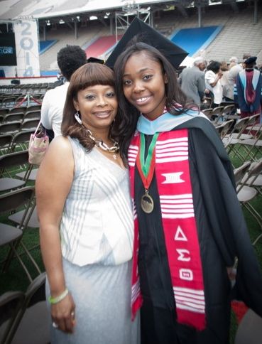 Williams with her mother at graduation