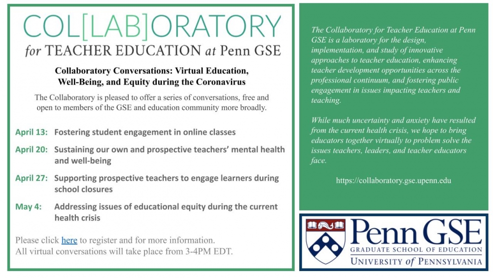 Collaboratory Conversations Flyer with Penn GSE logo