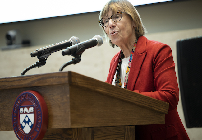 Penn GSE Dean Pam Grossman, who recently co-authored a new report from the Learning Policy Institute, pictured in February 2020.