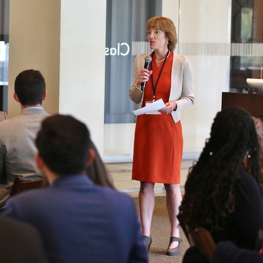 Female professor speaking to an audience