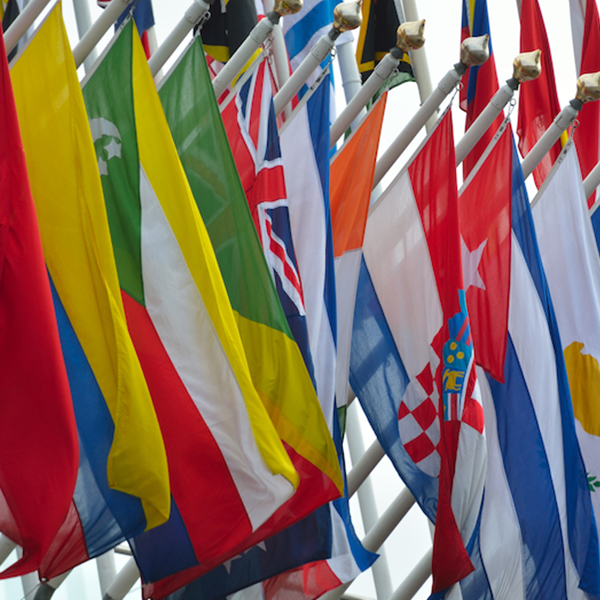 Row of national flags.