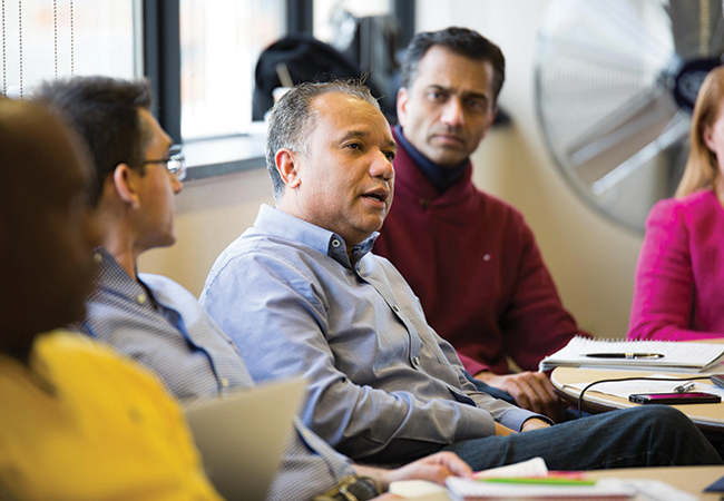 A student participating in a class discussion.