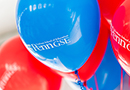 Red and blue Penn GSE balloons