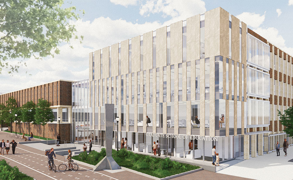 Rendering of overall look of the capital building expansion for Penn GSE