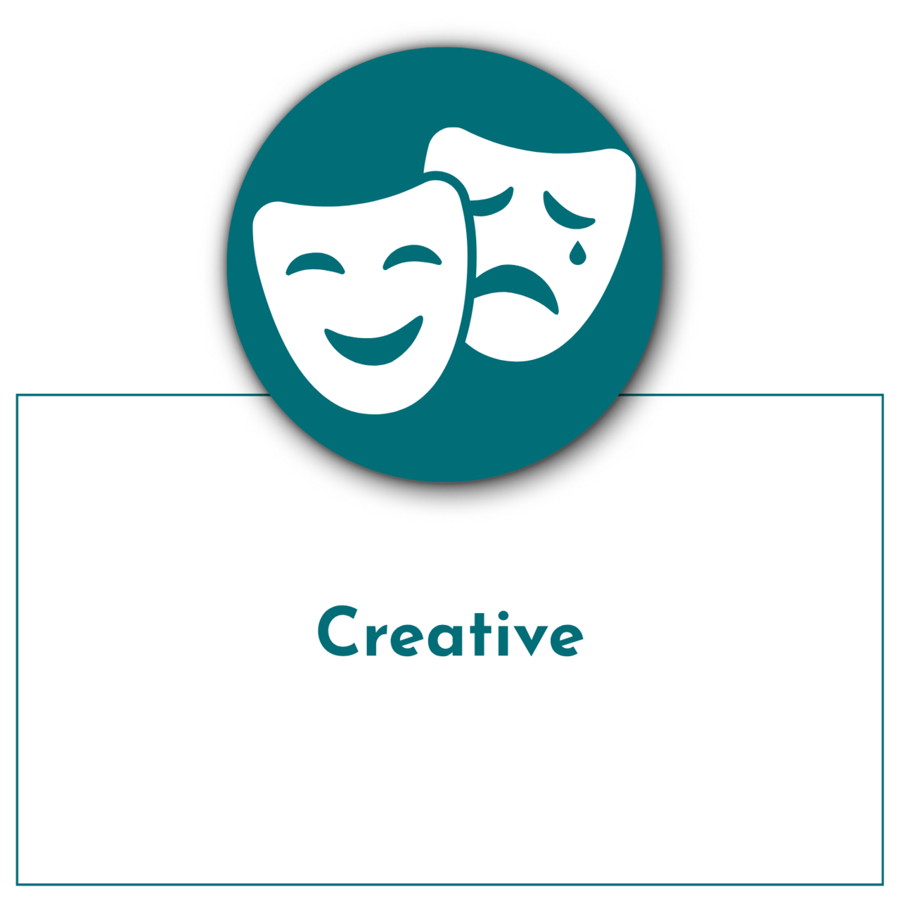 drama masks with the text creative under it