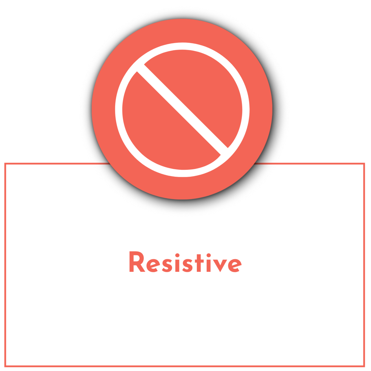 Circle with a cross-out ban with the text resistive under it