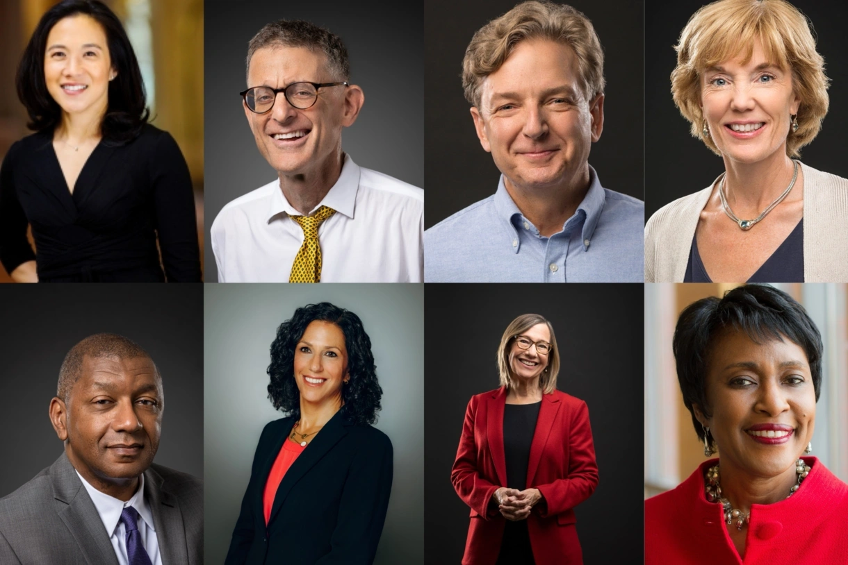  top row: Angela Duckworth, Jon Zimmerman, Richard Ingersoll, Laura Perna; bottom row: Howard Stevenson, Katharine Strunk, Pam Grossman, Vivian Gadsden.