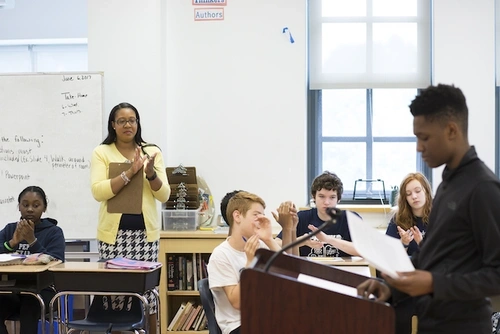 Student speaking in class
