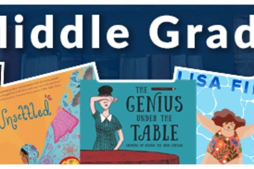 Middle Grade banner text above cover images of some of the reccomended Middle Grade Books