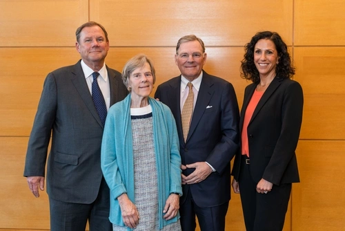 The McGraw siblings (left) with Dean Katharine Strunk (right)