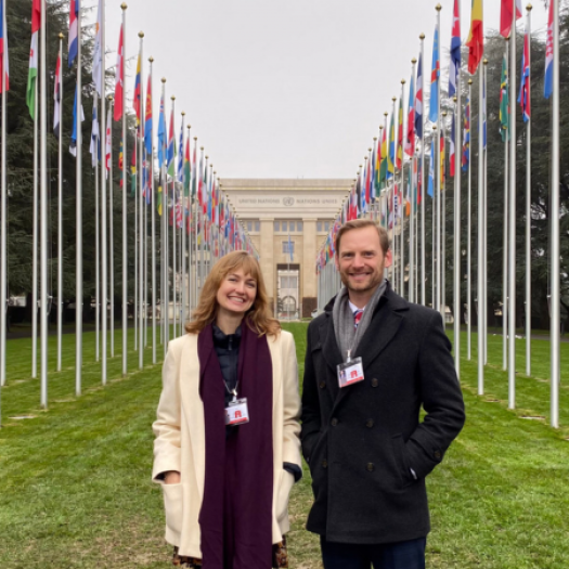 Taylor Hausburg and Zachary Herrmann at the UN.