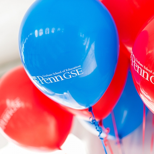 Red and blue Penn GSE balloons