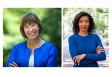 Dean Pam Grossman, of the Graduate School of Education, left, and Dean Erika James, of the Wharton School.