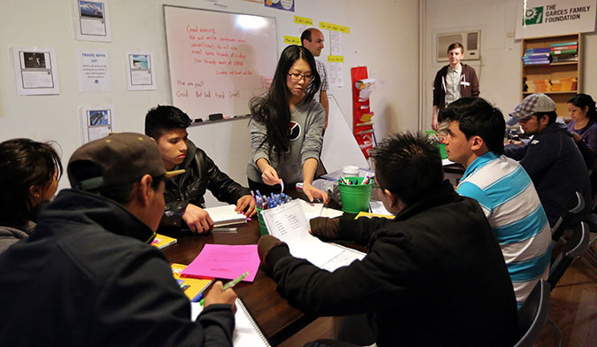 Woman teaching class